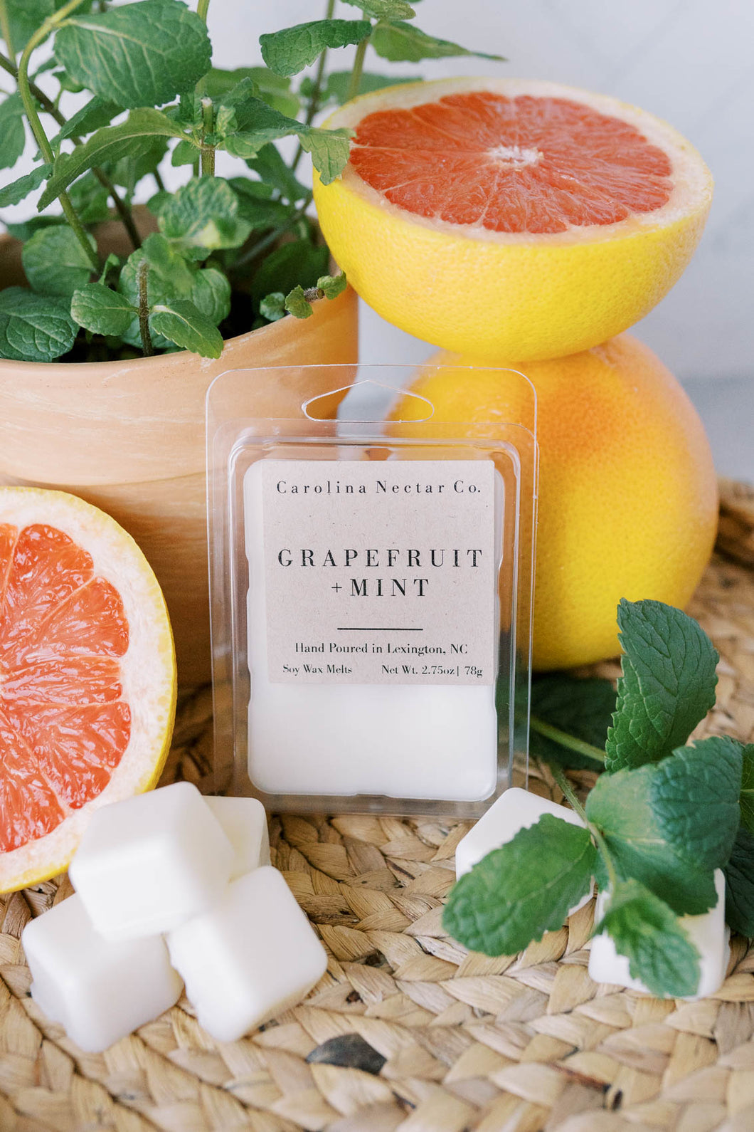 Grapefruit and mint soy wax melts made in NC