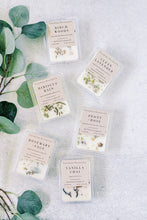 Load image into Gallery viewer, hand poured wax melts made in nc with clean soy wax and dried herbs
