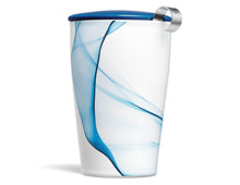 Load image into Gallery viewer, blue watercolor tea steeping cup with lid and infuser basket
