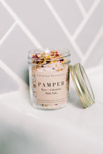 Load image into Gallery viewer, Herbal bath salts for pampering with rose petals and calendula
